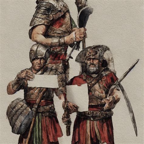 A Roman Legionnaire Holding A Letter Watercolor Stable Diffusion