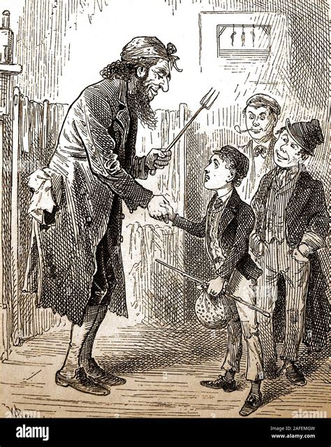 1885 Ilustración Fagin Saluda A Oliver Twist Con El Trampista Ingenioso