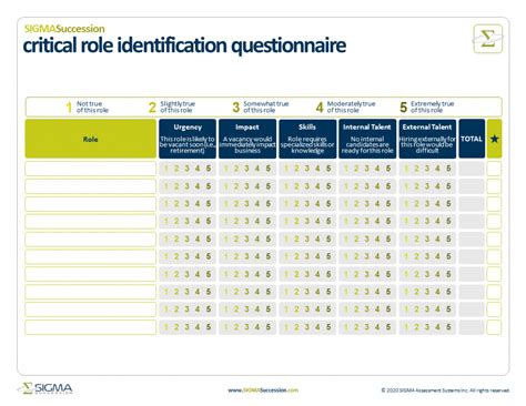 critical roles identification questionnaire sigma assessment systems