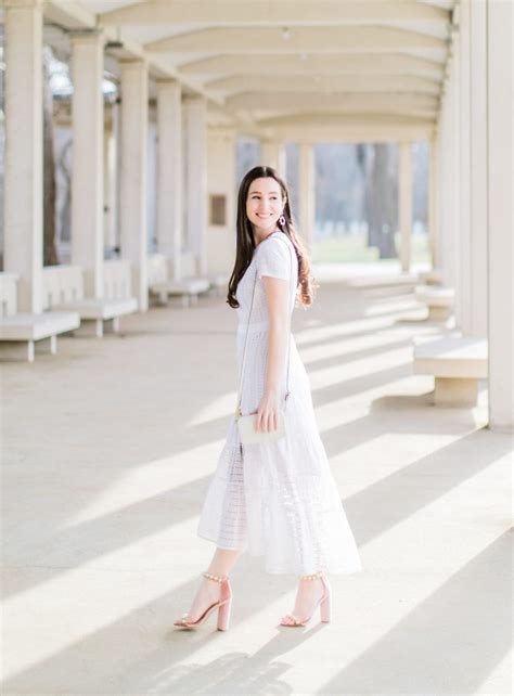 Easter Brunch Outfit Idea Banana Republic White Eyelet Midi Dress