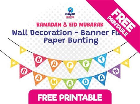 Free Printable Ramadan And Eid Mubarak Decoration Banner Flag Paper