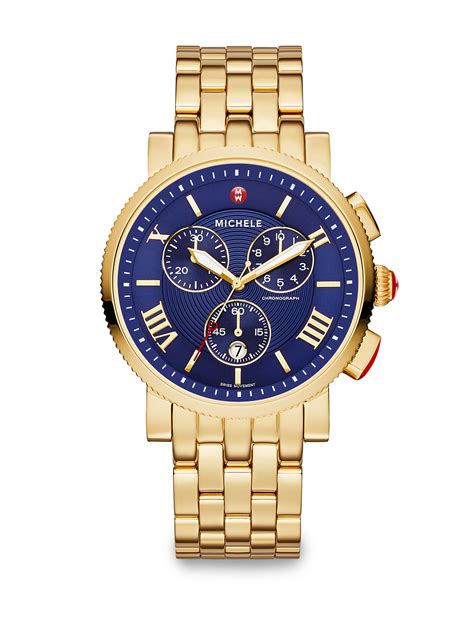 Michele Watches Sport Sail 18k Goldplated Stainless Steel Large