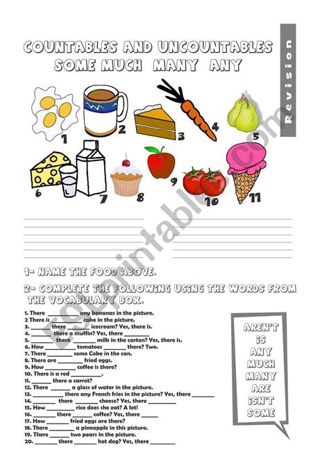 Countables Uncountablessome Much Many Any Esl Worksheet By Cris M