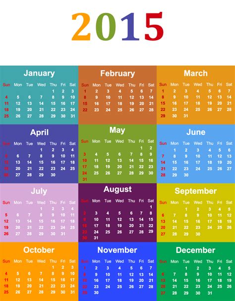 Color Calendar 2015 Vector Free Vector Graphic Download