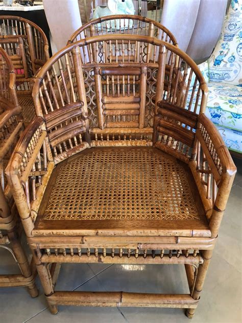 Manufacturer of restaurant patio bamboo table and chair set offered by adhunika furnitures, jaipur, rajasthan. Set of Four Rattan Bamboo Brighton Arm Dining Chairs Chinese Chippendale at 1stDibs