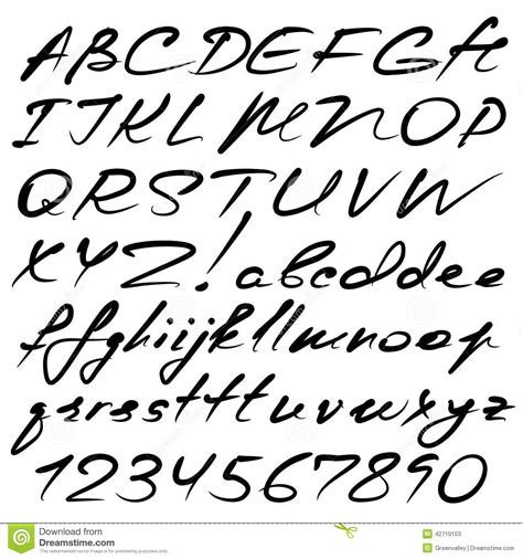 Calligraphic Alphabet Vector Real Hand Calligraphic Alphabet