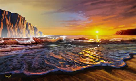 Sunset Seascape Digital Art By Anthony Mwangi