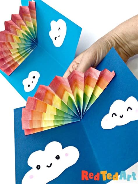How To Make An Easy Pop Up Rainbow Card Red Ted Art Kids Crafts