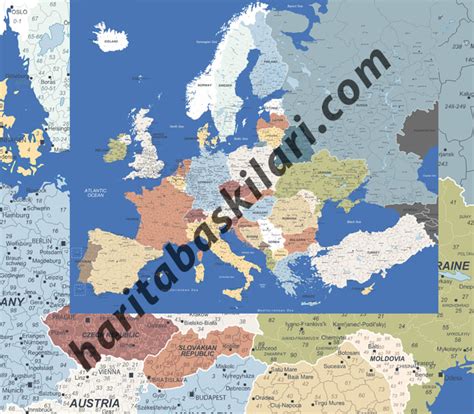 Avrupa Yol Haritası Posta Kodlu Harita Thb007 Avrupa Kıta Harita Baskı