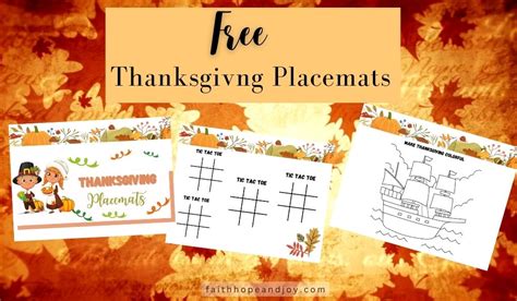 Free Thanksgiving Placemats Faith Hope And Joy