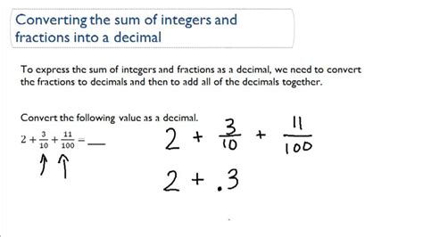 Converting Integer And Fraction Sums Into Decimals Video