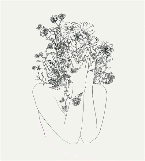 Minimal line art woman with flowers iii framed mini art print by. Pin by August Earls on Drawing ideas | Art drawings