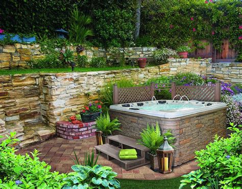 Raised Garden Bed Cedar Hot Tub Landscaping Backyard Landscaping Hot Tub Backyard
