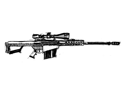Barrett Sniper Rifle Drawing Wall Art A4 Size Downloadable Etsy