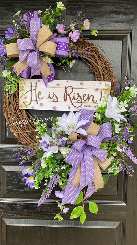 Easter Wreath Spring Wreath Religious Wreath He Is Risen Wreath