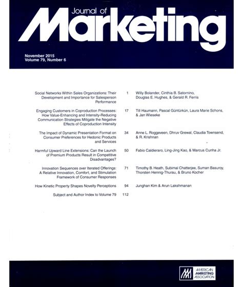 CfP JM: Marketing and New Technologies - SERVSIG