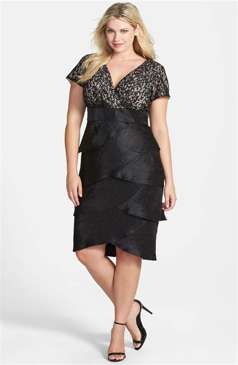 London Times Lace And Hammered Satin Tiered Dress Plus Size Nordstrom