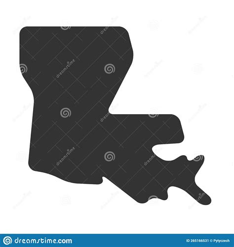 Louisiana Black Silhouette Map State Of Usa Stock Vector