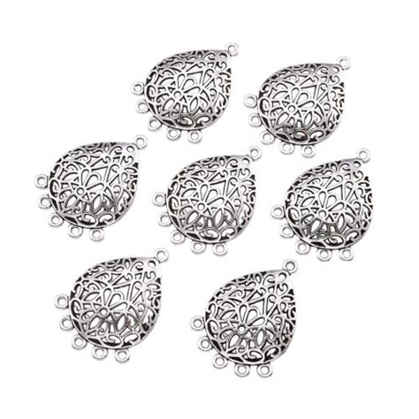 10pcs Antique Silver Alloy Drop Chandeliers Filigree Dome Earring