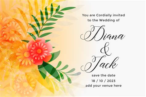 Lovely Orange Wedding Invitation Card Design Template Download Free