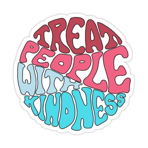 Treat People With Kindness Fine Line Colors Sticker By Oliviamakes In