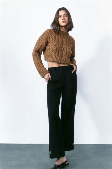 Cable Knit Sweater Camel Zara Georgia