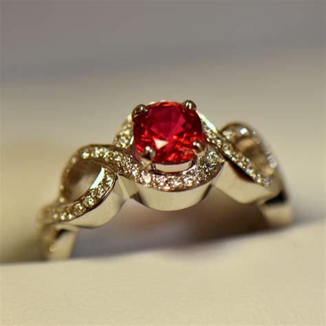 Burmese Red Spinel And Diamond Ring