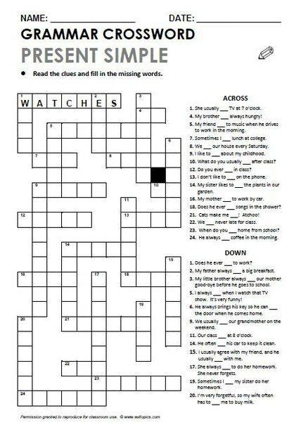 Download of printable english crossword puzzles with answers pdf see full template here. 215 best Crosswords images on Pinterest | English language ...