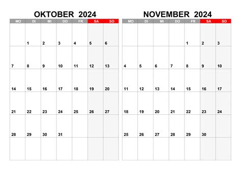 Kalender Für Oktober November 2024 Kalendersu