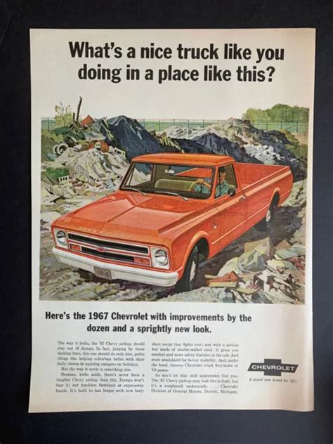 Vintage 1967 Chevrolet Pickup Truck Print Ad 2200 Picclick
