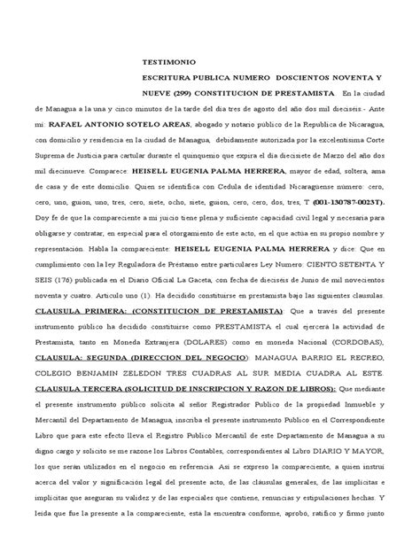 Constitucion De Prestamista Heisell Eugenia Palma Herrera2 Pdf Abogado