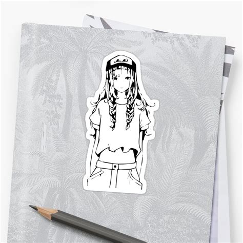 Anime Girl Black And White Cool Style Sticker By Hipper