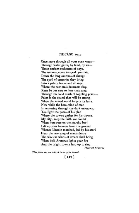 chicago 1933 by harriet monroe poetry magazine