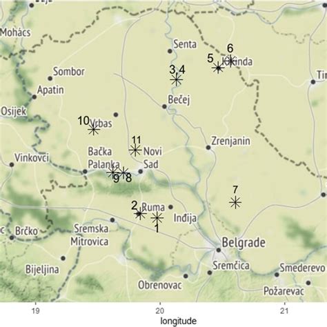 Map Of Vojvodina Province With Sampling Sites Download Scientific Diagram