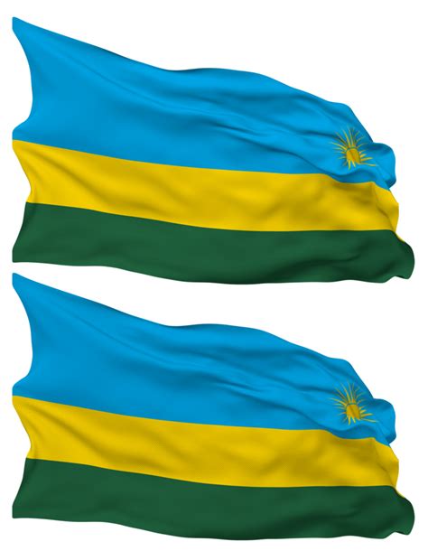 Free Rwanda Flag Waves Isolated In Plain And Bump Texture With