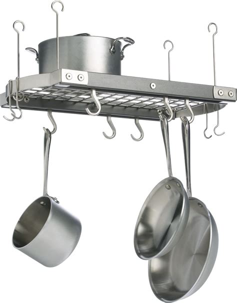 Run a stud finder over the ceiling where you want to hang the pot rack and locate the joists. Small Kitchen Pot Rack