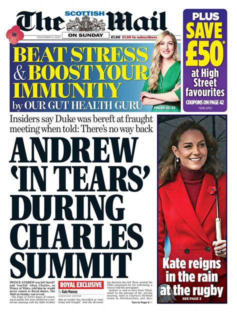 mail on sunday front page 6th of november 2022 tomorrow s papers today