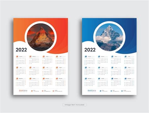 Diseño de plantilla de calendario de pared de página Vector Premium