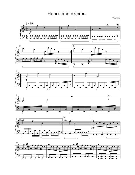 Hopes And Dreams Sheet Music For Piano Solo