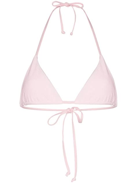 Frankies Bikinis Tia Ribbed Triangle Bikini Top In Rosa Modesens