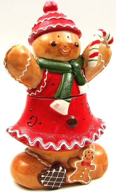 My grandmother had one, description: Gingerbread Man Christmas Cookie Jar free shipping ceramic ...