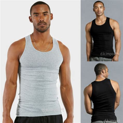 Lot Of 6 Pack Mens Tank Top 100 Cotton A Shirt Wife Beater Ribbed Undershirt Ebay