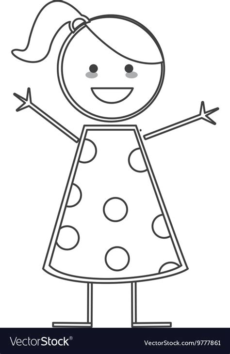 Happy Girl Icon Stick Figure Royalty Free Vector Image