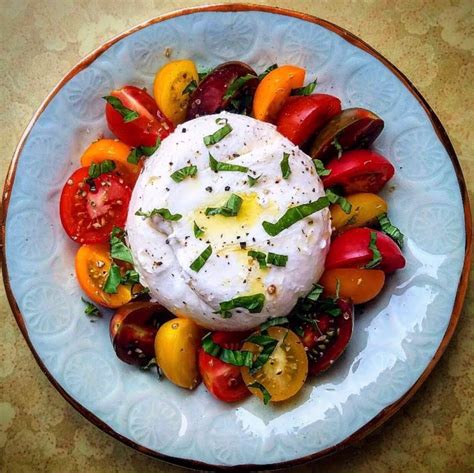 Burrata with Heirloom Tomatoes and Basil