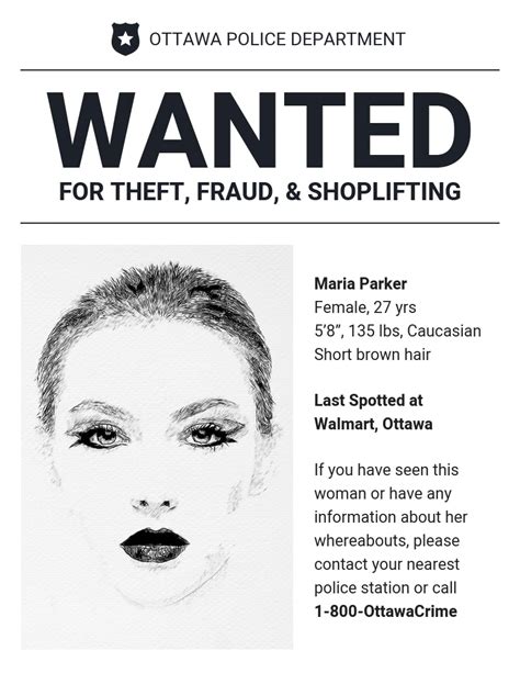 Criminal Sketch Wanted Poster Venngage