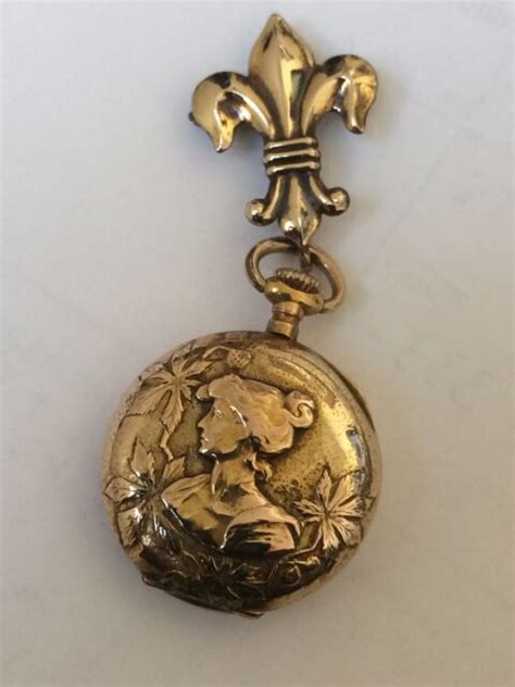 Very Rare Antique Art Nouveau Swiss Solid 14k Gold Ladies Lapel Watch 1800 S Ebay