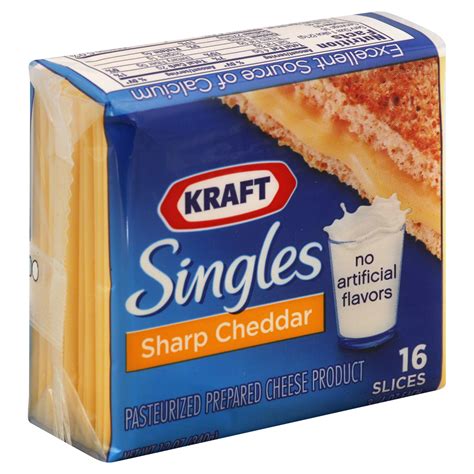 Kraft Singles Cheese Product Nonfat Pasteurized Prepared Sharp