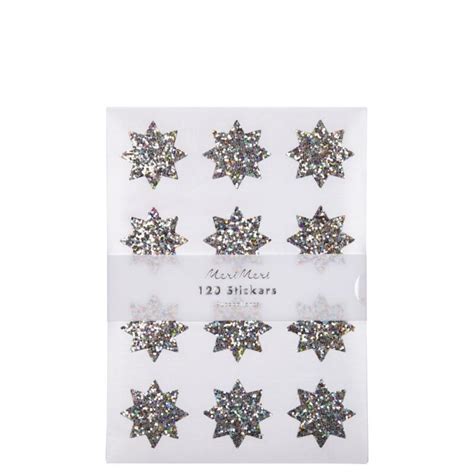 Glitter Silver Star Sticker Pack By Meri Meri Pinks And Green