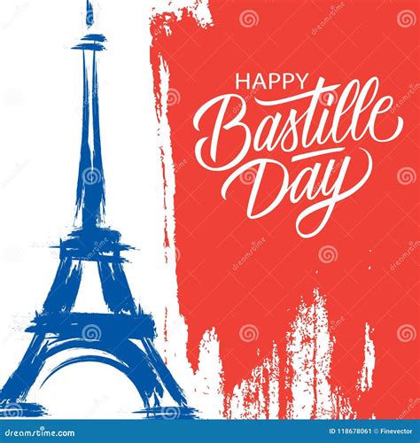Bastille Day 14th Of July French National Day Hand Drawn Watercolor