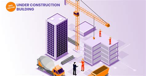 Isometric Under Construction Building Vector Graphics Envato Elements
